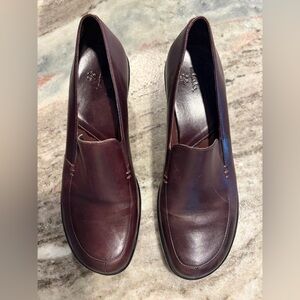 Clarks Style Slip-on Chunky Wedge Loafer In Brown Women's Size 10